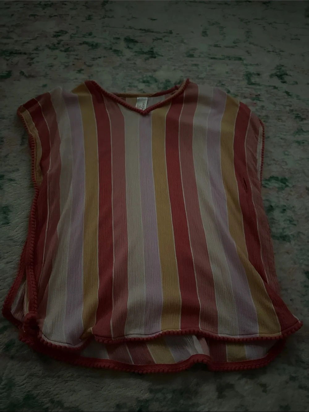 Cat & Jack Striped V-Neck Tank Top in Pink, Yellow & Cream